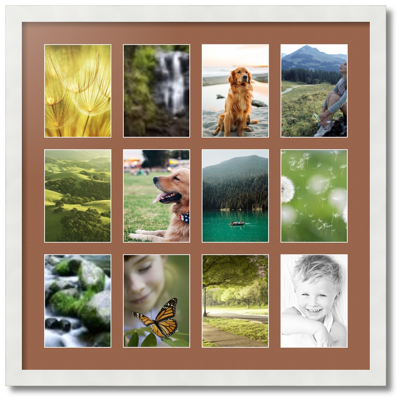 ArtToFrames Collage Photo Picture Frame with 12 - 5x7 inch Openings, Framed in White with Over 62 Mat Color Options and Plexi Glass (CSM-3966-229)